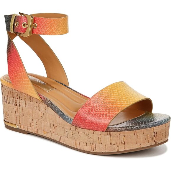Franco Sarto Womens Presley Wedge Sandals Rainbow Cork Heel 7.5 MSRP $129 - Picture 1 of 5